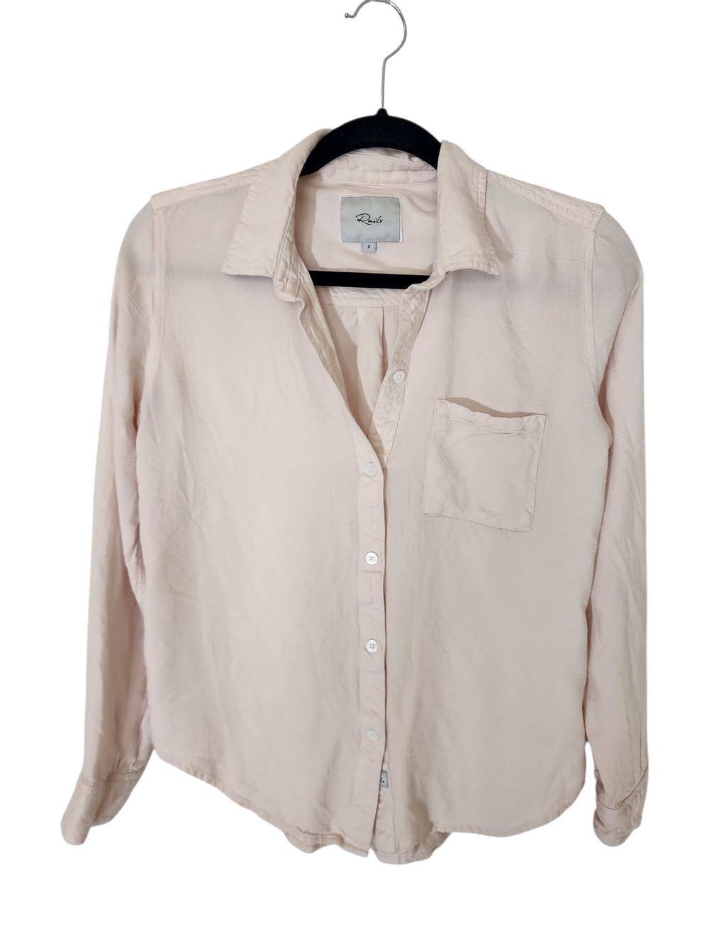 Rails Hunter Rosewater Button Front Shirt Womens S Pink Lightweight Collared Top